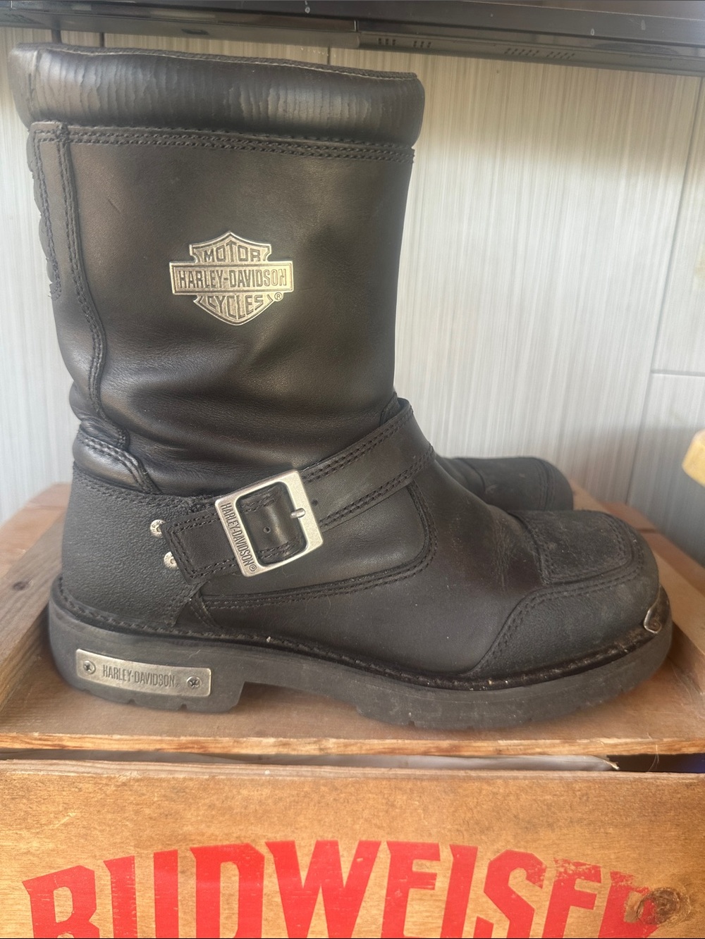 Harley-Davidson Black Leather Engineer Motorcycle Boots